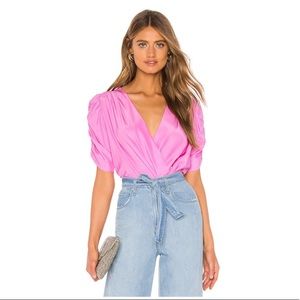 Amanda Uprichard Arabella Bodysuit in Pompei Pink